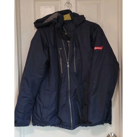 Budweiser Navy Blue Heavy Duty Full Zip Hooded Jacket XXL - Picture 1 of 7